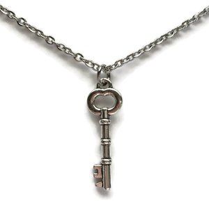 🗝️ Skeleton Key Handmade Necklace Tibetan Silver Charm Stainless Steel 4for$20